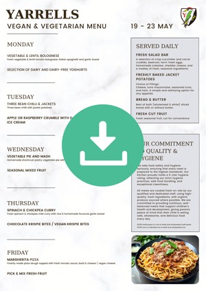 Vegan and Vegetarian Menu 190525