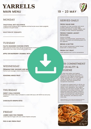 Yarrells Menu 19 May