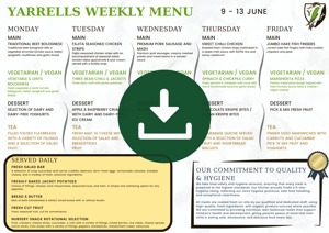 Yarrells Menu 9 June