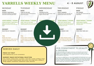 Yarrells Menu 4 August