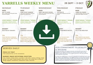 Yarrells Menu 29 September