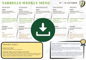 Yarrells Menu 27 October
